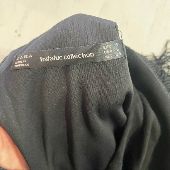 ZARA Black Fringe MINI Dress Small - Picture 3 of 6